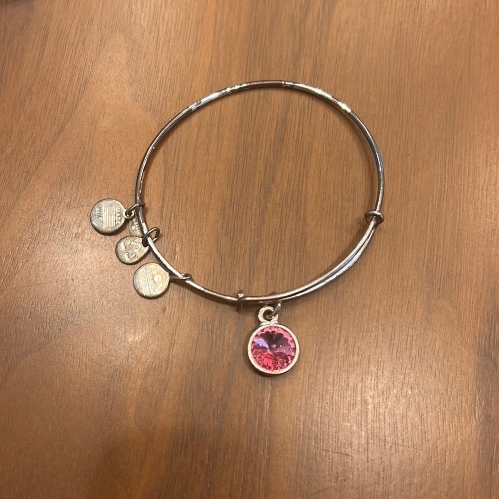 Alex And Ani Silver October Birthstone Charm Bangle